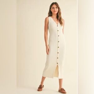 Sleeveless tan Button-Down knit Dress new with tags by BOHME